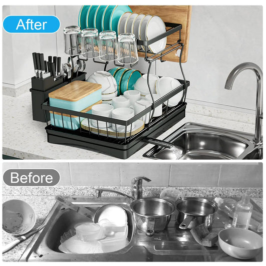 Large 2-Tier Dish Drying Rack for Kitchen Countertops - Ingrid Just Unique