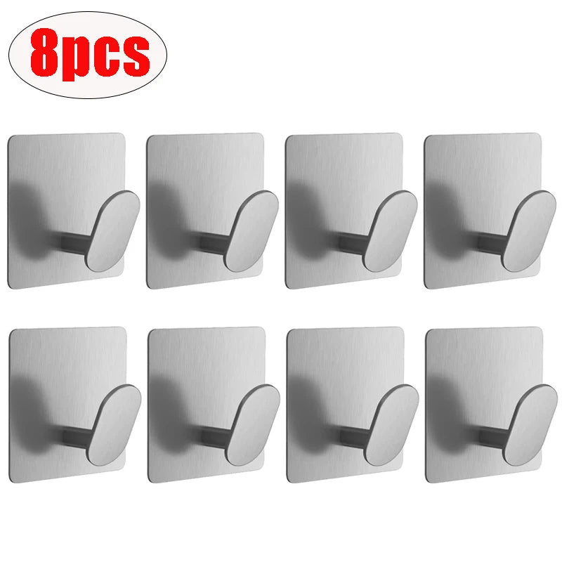 Stainless Steel Adhesive Bathroom Hooks (1–4PCS Set) - Ingrid Just Unique
