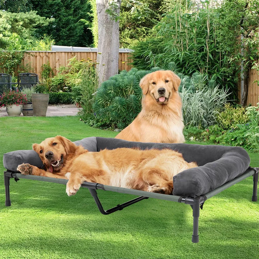 BINGOPAW Elevated Cooling Dog Bed with Detachable Plush Bolster - Ingrid Just Unique