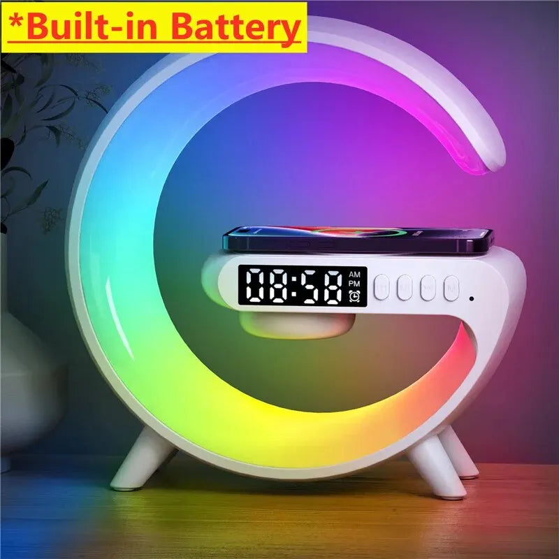 Wireless Charger Pad Stand with Bluetooth Speaker, Night Light & Alarm Clock - Ingrid Just Unique