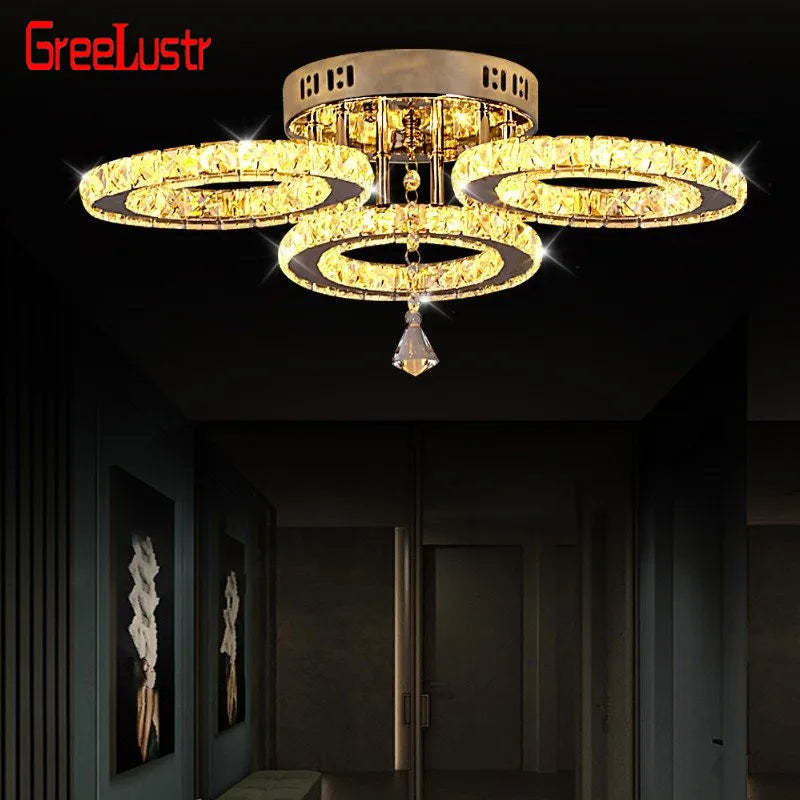 K9 Crystal LED Chandelier Ceiling Light – Modern Flush Mount Design - Ingrid Just Unique