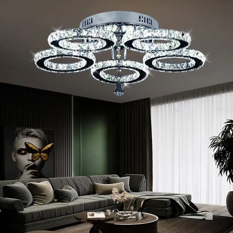 K9 Crystal LED Chandelier Ceiling Light – Modern Flush Mount Design - Ingrid Just Unique