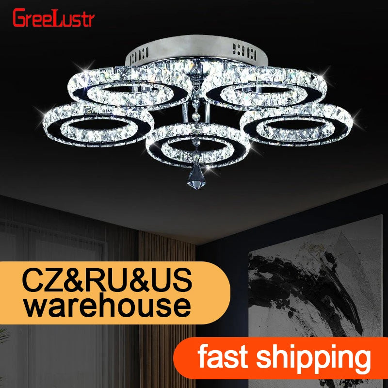 K9 Crystal LED Chandelier Ceiling Light – Modern Flush Mount Design - Ingrid Just Unique