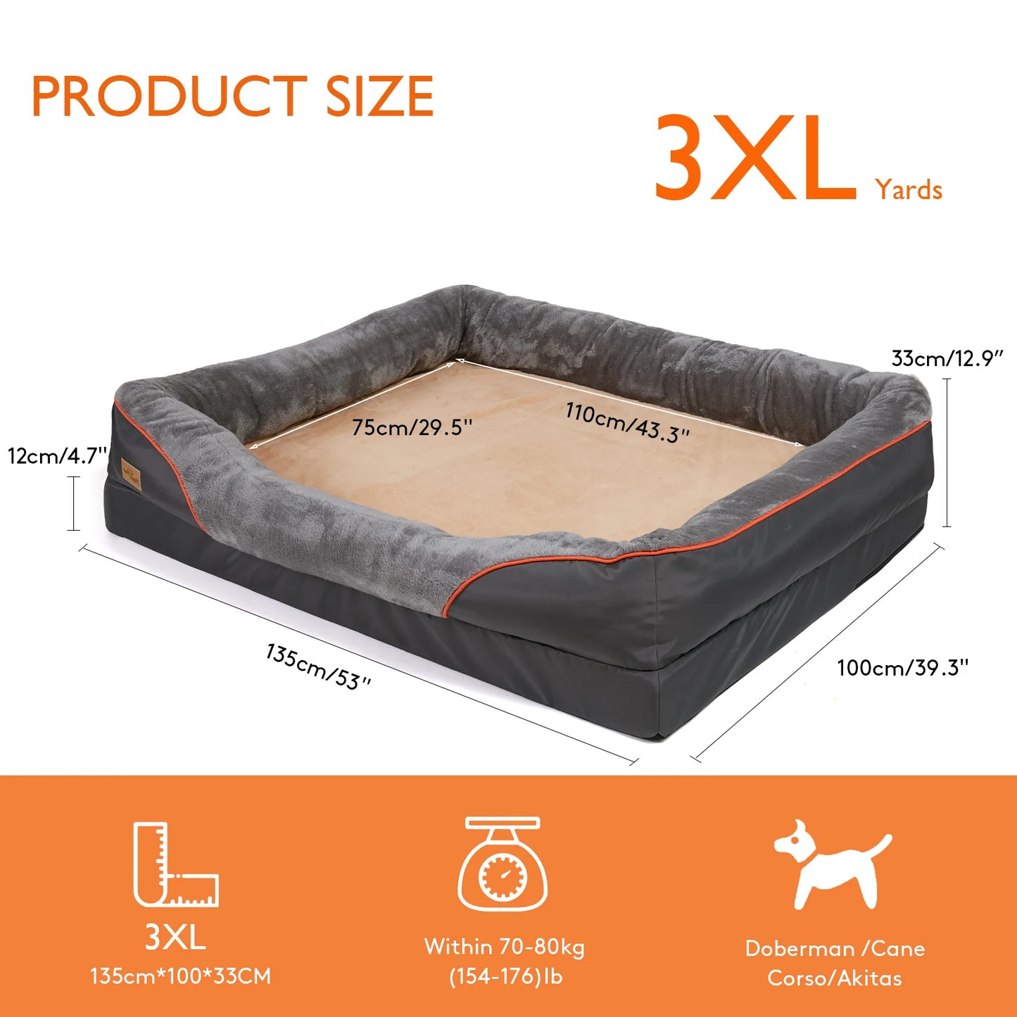 Large Waterproof Dog Bed with Removable Washable Cover - Ingrid Just Unique