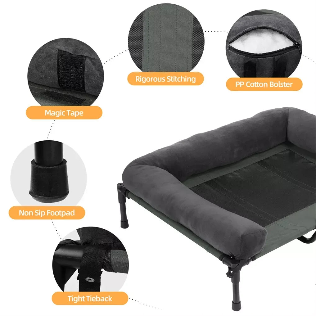 BINGOPAW Elevated Cooling Dog Bed with Detachable Plush Bolster - Ingrid Just Unique