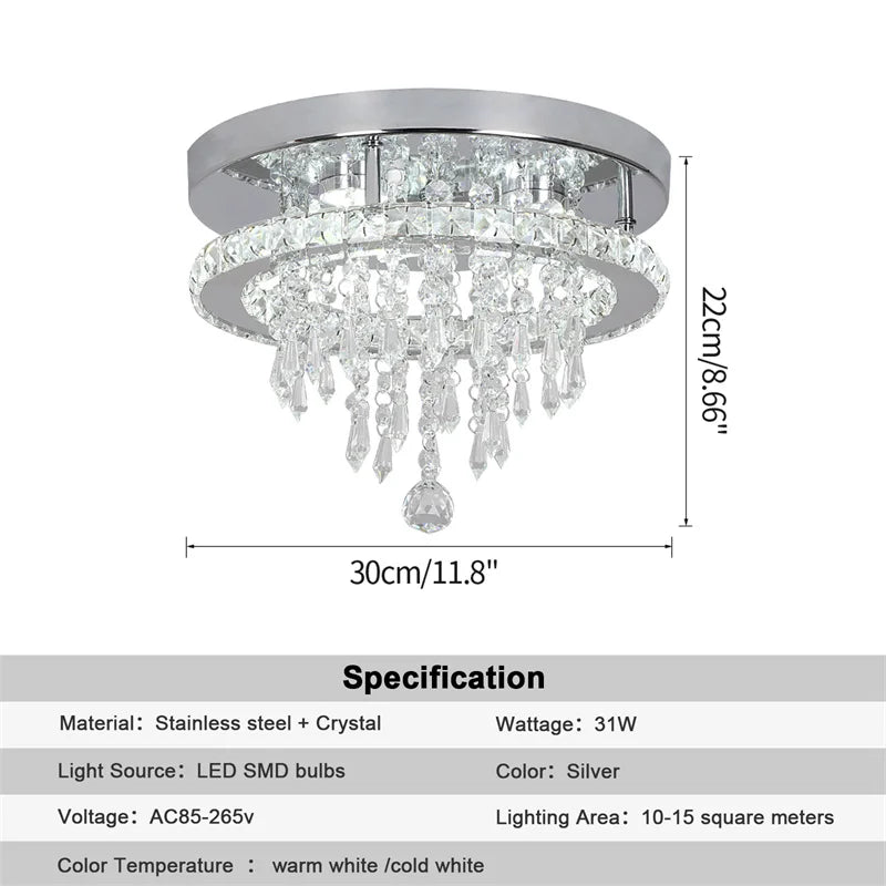 K9 Crystal LED Chandelier Ceiling Light – Modern Flush Mount Design - Ingrid Just Unique