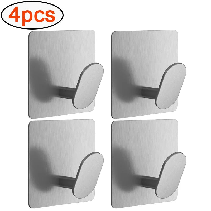 Stainless Steel Adhesive Bathroom Hooks (1–4PCS Set) - Ingrid Just Unique