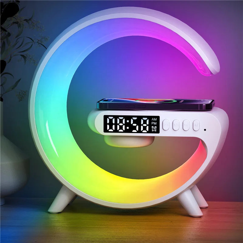 Wireless Charger Pad Stand with Bluetooth Speaker, Night Light & Alarm Clock - Ingrid Just Unique