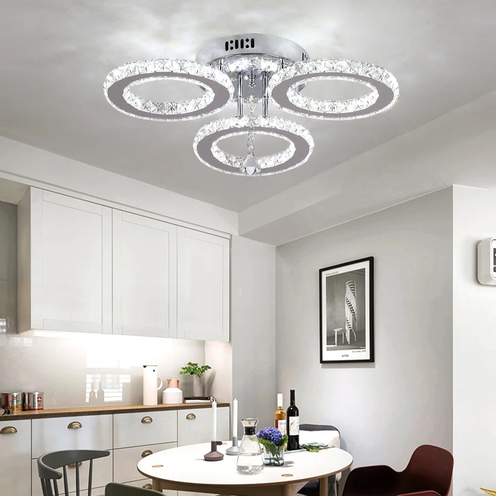 K9 Crystal LED Chandelier Ceiling Light – Modern Flush Mount Design - Ingrid Just Unique