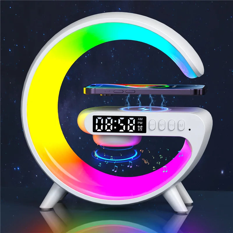 Wireless Charger Pad Stand with Bluetooth Speaker, Night Light & Alarm Clock - Ingrid Just Unique