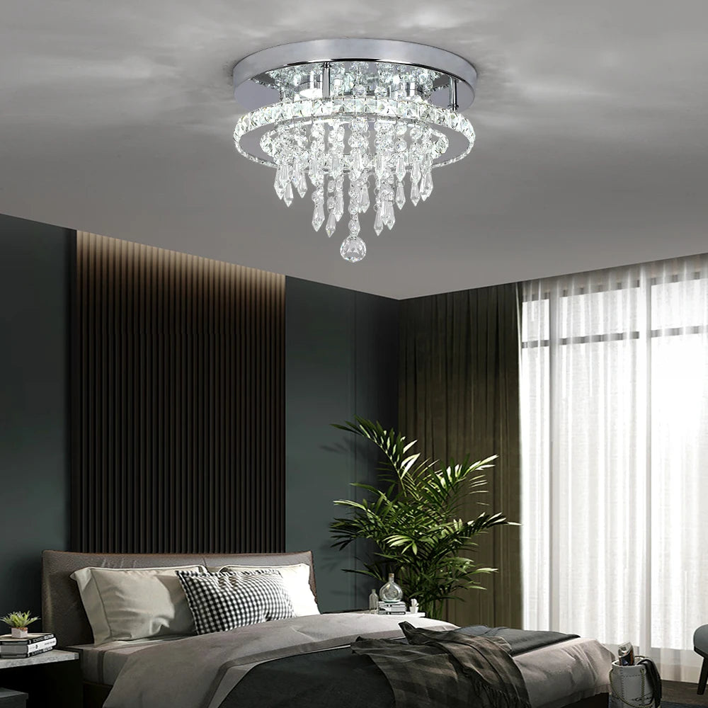 K9 Crystal LED Chandelier Ceiling Light – Modern Flush Mount Design - Ingrid Just Unique