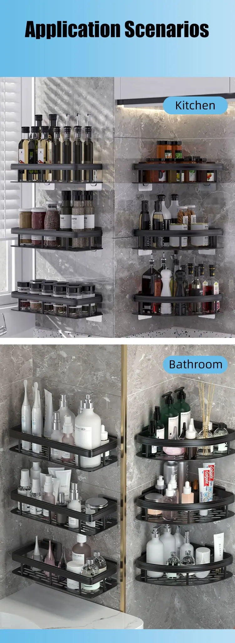 No-Drill Bathroom Storage Rack – Wall-Mounted Corner Shelf - Ingrid Just Unique