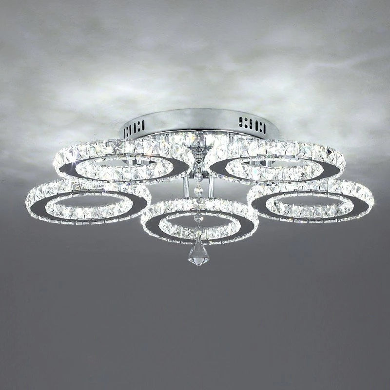 K9 Crystal LED Chandelier Ceiling Light – Modern Flush Mount Design - Ingrid Just Unique