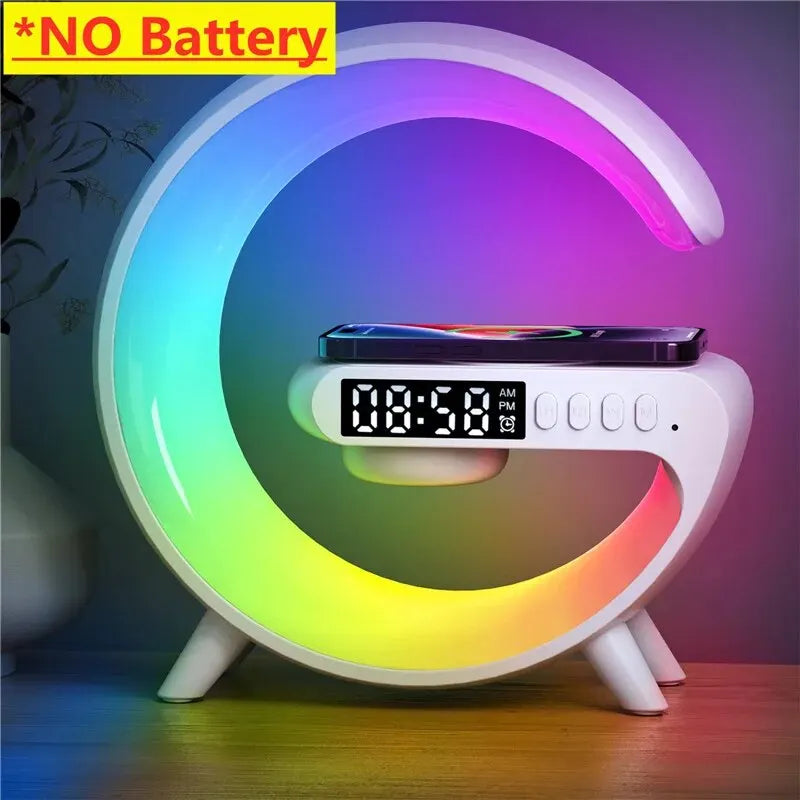 Wireless Charger Pad Stand with Bluetooth Speaker, Night Light & Alarm Clock - Ingrid Just Unique