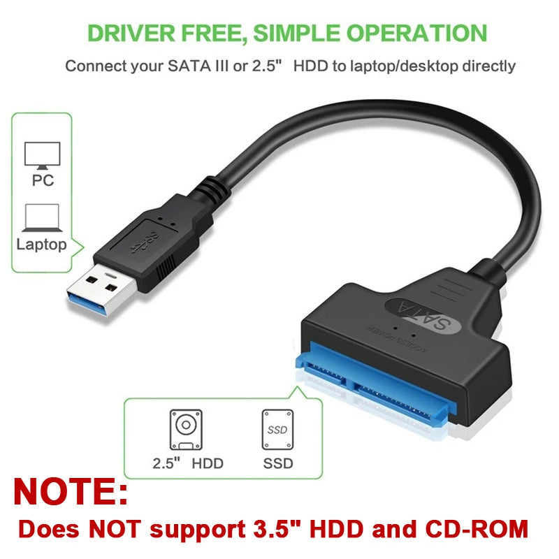 SATA to USB 3.0 / 2.0 Adapter Cable – 6 Gbps High-Speed Data Transfer - Ingrid Just Unique