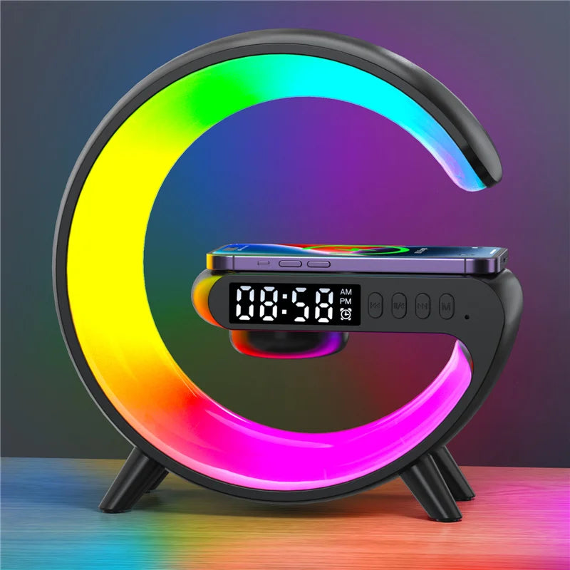Wireless Charger Pad Stand with Bluetooth Speaker, Night Light & Alarm Clock - Ingrid Just Unique