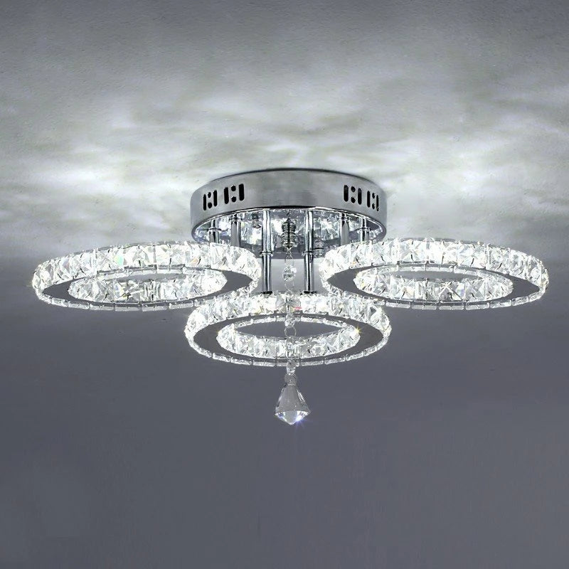 K9 Crystal LED Chandelier Ceiling Light – Modern Flush Mount Design - Ingrid Just Unique
