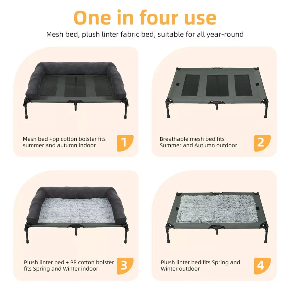 BINGOPAW Elevated Cooling Dog Bed with Detachable Plush Bolster - Ingrid Just Unique