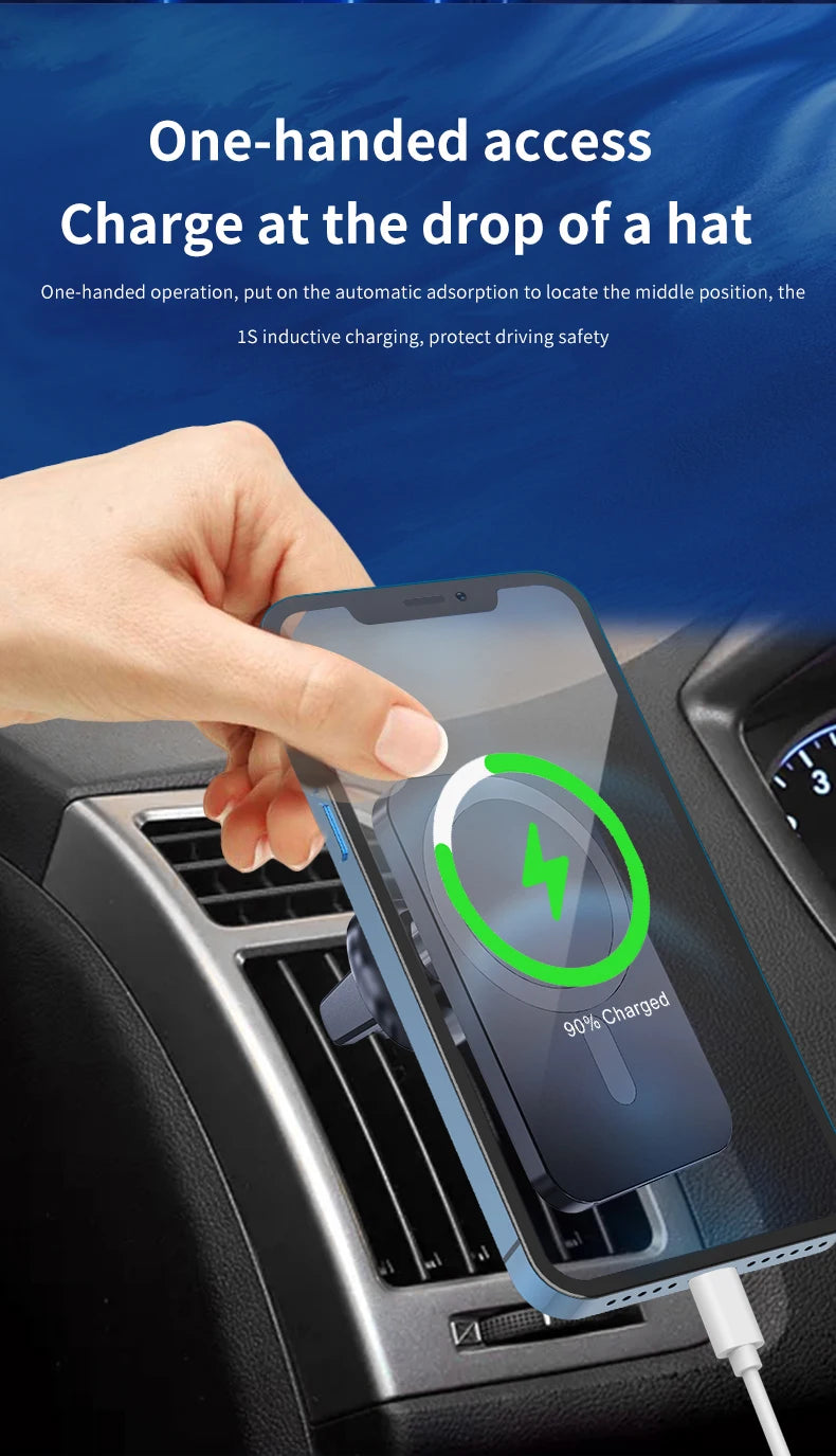 30W Magnetic Car Wireless Charger Mount for iPhone 12–15 Series - Ingrid Just Unique