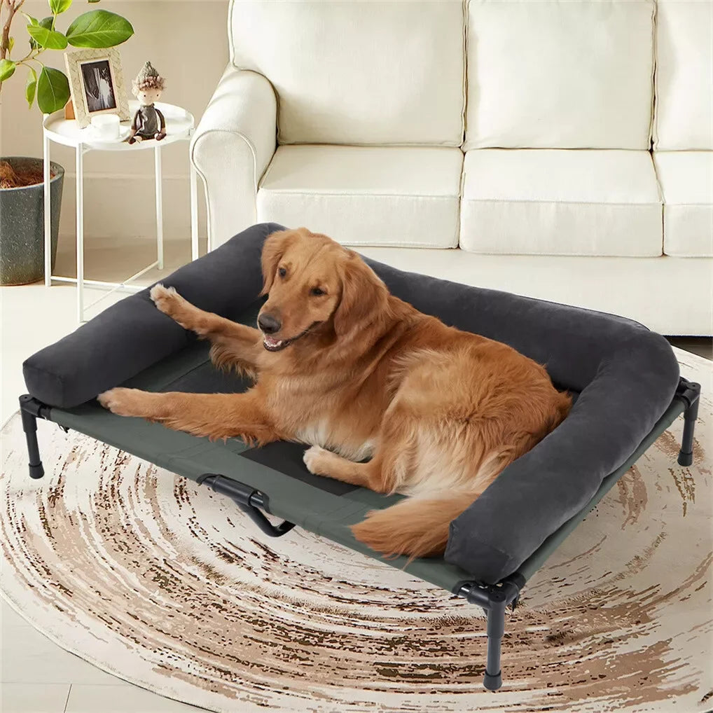 BINGOPAW Elevated Cooling Dog Bed with Detachable Plush Bolster - Ingrid Just Unique