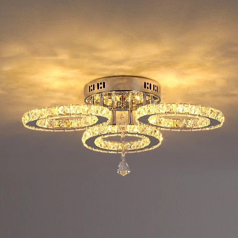K9 Crystal LED Chandelier Ceiling Light – Modern Flush Mount Design - Ingrid Just Unique