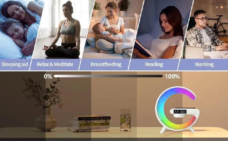 Wireless Charger Pad Stand with Bluetooth Speaker, Night Light & Alarm Clock - Ingrid Just Unique