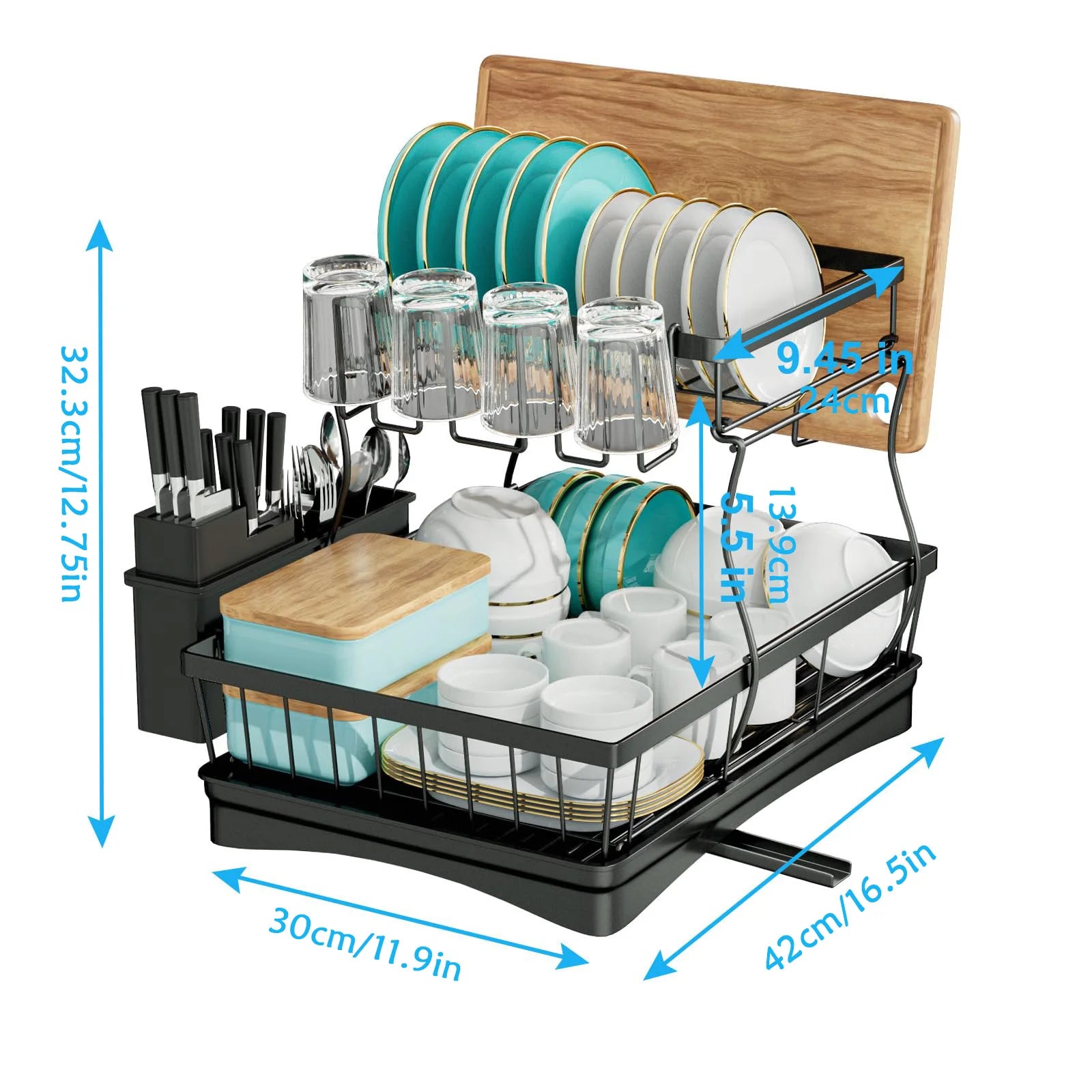 Large 2-Tier Dish Drying Rack for Kitchen Countertops - Ingrid Just Unique