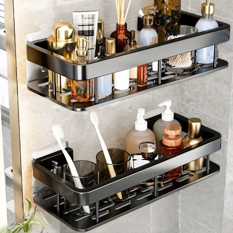 No-Drill Bathroom Storage Rack – Wall-Mounted Corner Shelf - Ingrid Just Unique