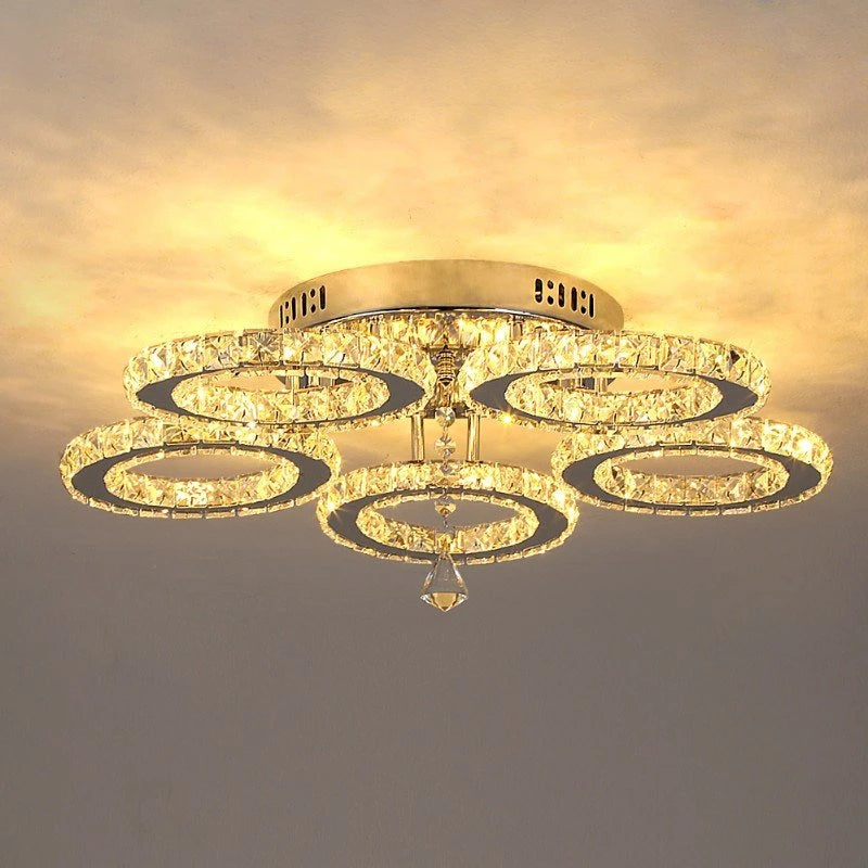 K9 Crystal LED Chandelier Ceiling Light – Modern Flush Mount Design - Ingrid Just Unique