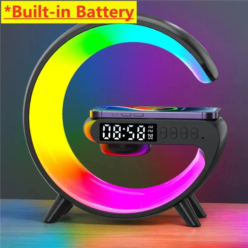 Wireless Charger Pad Stand with Bluetooth Speaker, Night Light & Alarm Clock - Ingrid Just Unique
