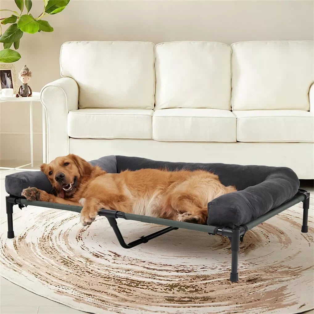 BINGOPAW Elevated Cooling Dog Bed with Detachable Plush Bolster - Ingrid Just Unique