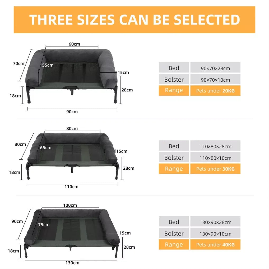 BINGOPAW Elevated Cooling Dog Bed with Detachable Plush Bolster - Ingrid Just Unique