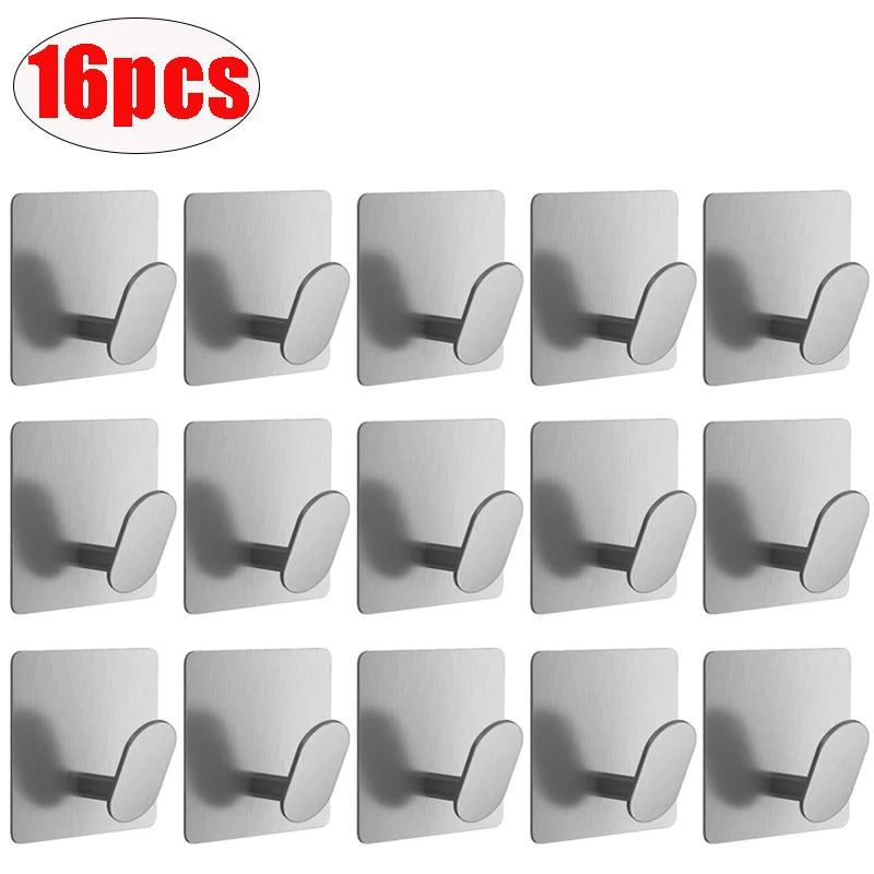 Stainless Steel Adhesive Bathroom Hooks (1–4PCS Set) - Ingrid Just Unique