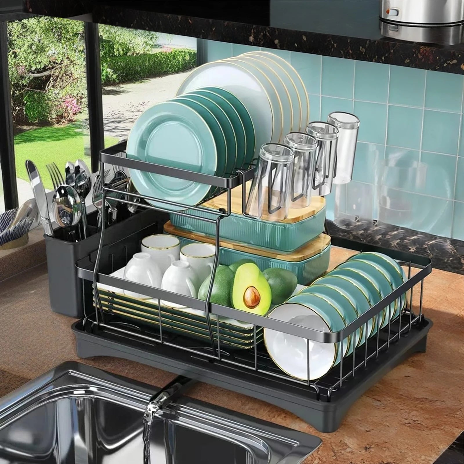 Large 2-Tier Dish Drying Rack for Kitchen Countertops - Ingrid Just Unique