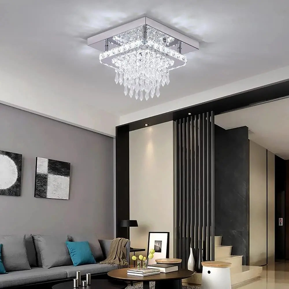 K9 Crystal LED Chandelier Ceiling Light – Modern Flush Mount Design - Ingrid Just Unique