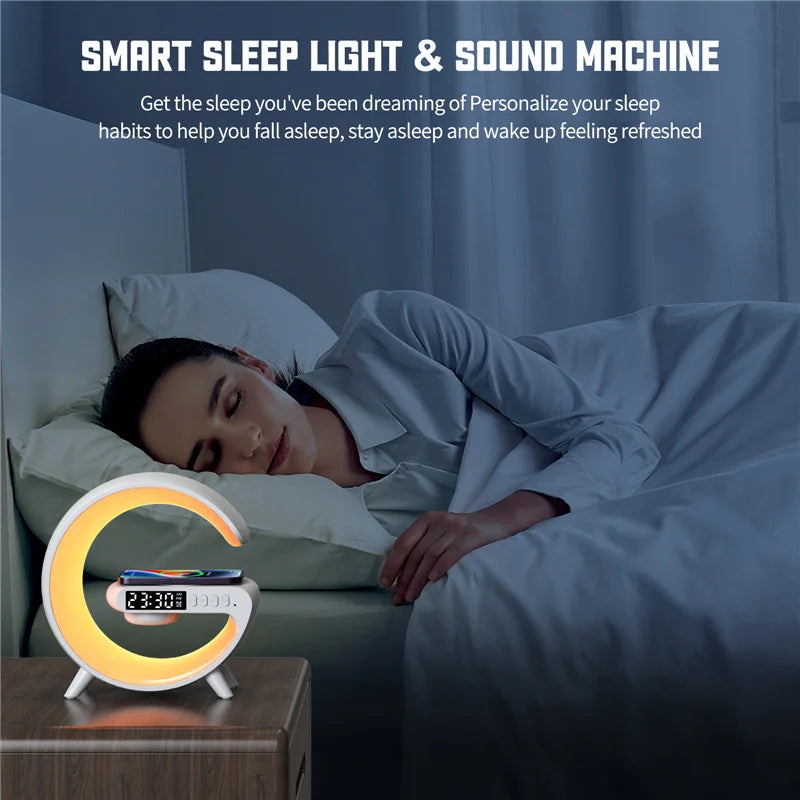 Wireless Charger Pad Stand with Bluetooth Speaker, Night Light & Alarm Clock - Ingrid Just Unique