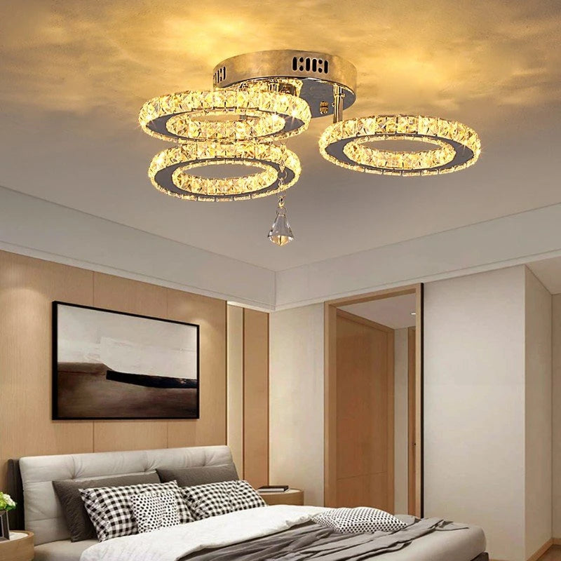 K9 Crystal LED Chandelier Ceiling Light – Modern Flush Mount Design - Ingrid Just Unique