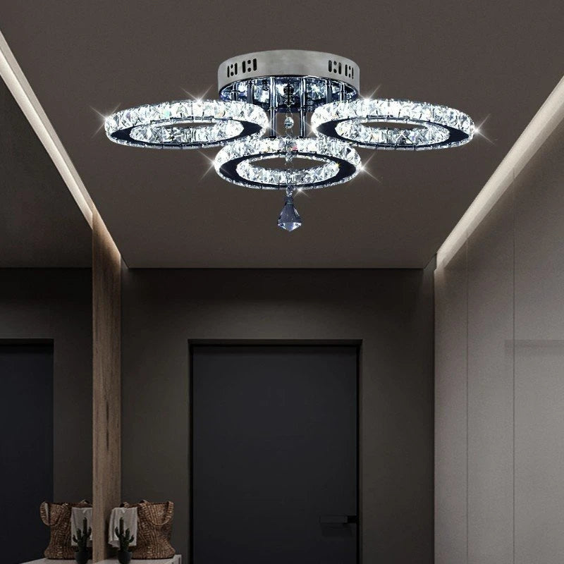 K9 Crystal LED Chandelier Ceiling Light – Modern Flush Mount Design - Ingrid Just Unique
