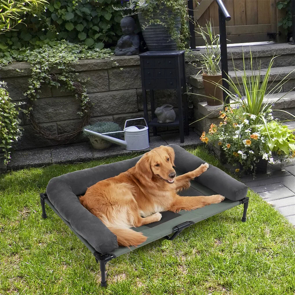 BINGOPAW Elevated Cooling Dog Bed with Detachable Plush Bolster - Ingrid Just Unique