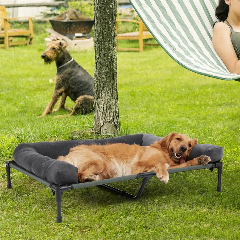 BINGOPAW Elevated Cooling Dog Bed with Detachable Plush Bolster - Ingrid Just Unique