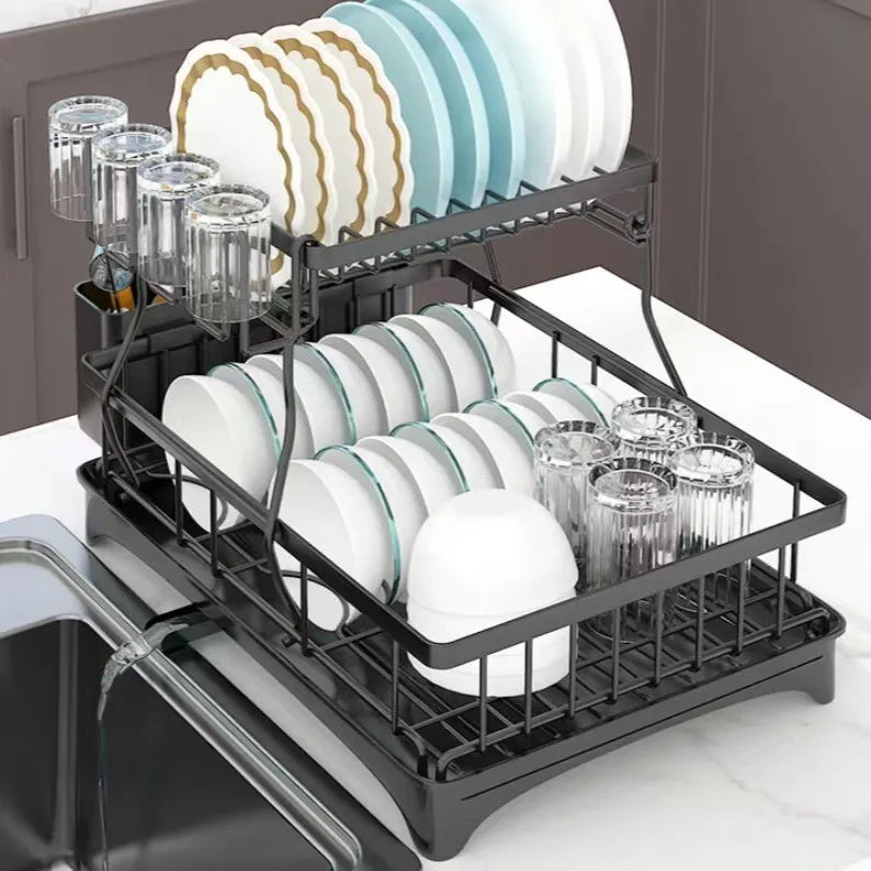 Large 2-Tier Dish Drying Rack for Kitchen Countertops - Ingrid Just Unique