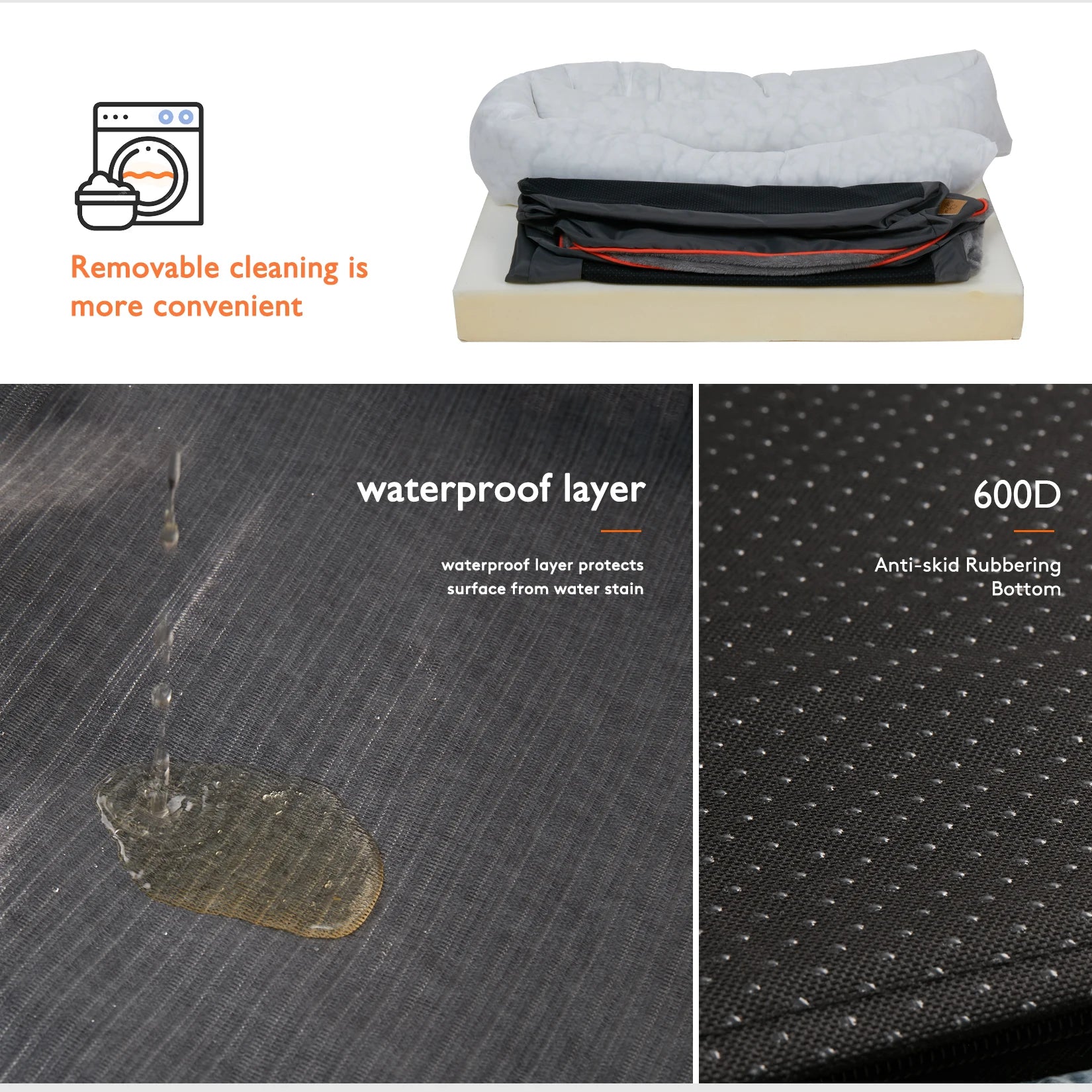 Large Waterproof Dog Bed with Removable Washable Cover - Ingrid Just Unique