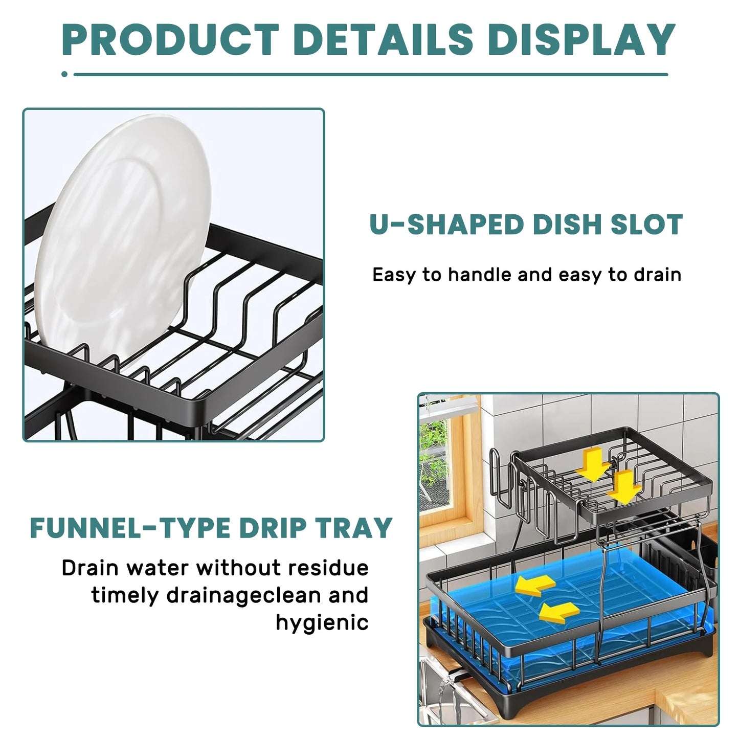 Large 2-Tier Dish Drying Rack for Kitchen Countertops - Ingrid Just Unique