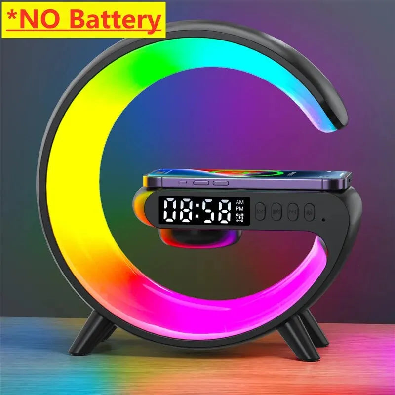 Wireless Charger Pad Stand with Bluetooth Speaker, Night Light & Alarm Clock - Ingrid Just Unique