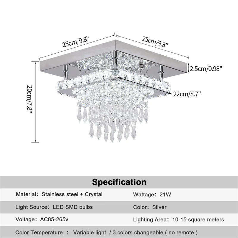 K9 Crystal LED Chandelier Ceiling Light – Modern Flush Mount Design - Ingrid Just Unique