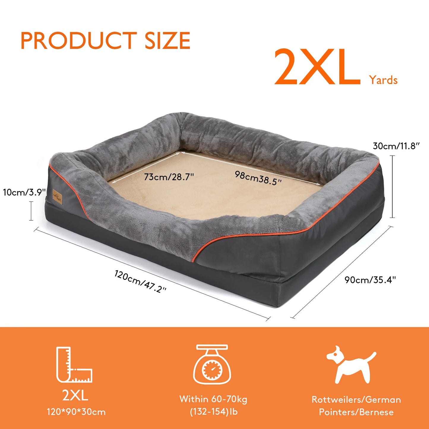 Large Waterproof Dog Bed with Removable Washable Cover - Ingrid Just Unique