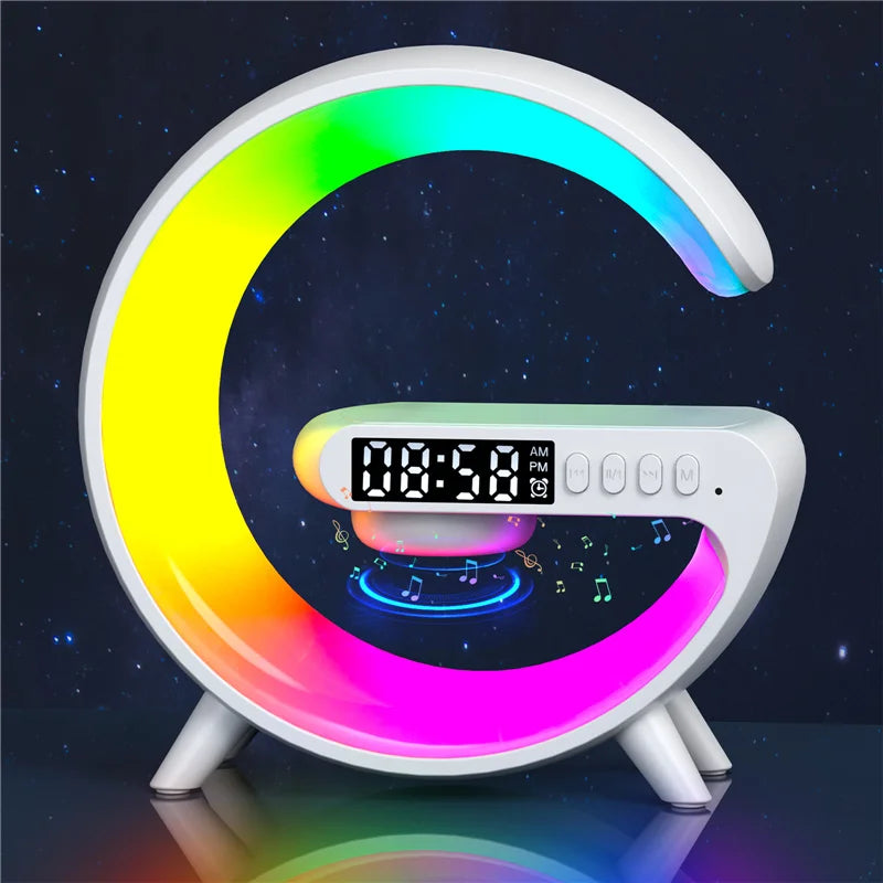 Wireless Charger Pad Stand with Bluetooth Speaker, Night Light & Alarm Clock - Ingrid Just Unique