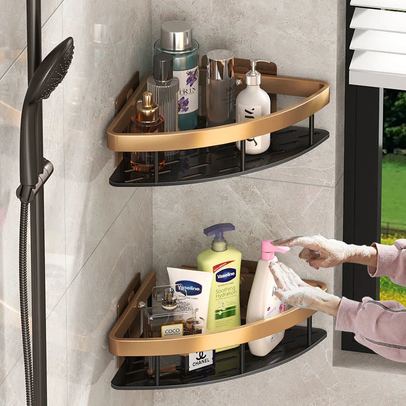 No-Drill Bathroom Storage Rack – Wall-Mounted Corner Shelf - Ingrid Just Unique