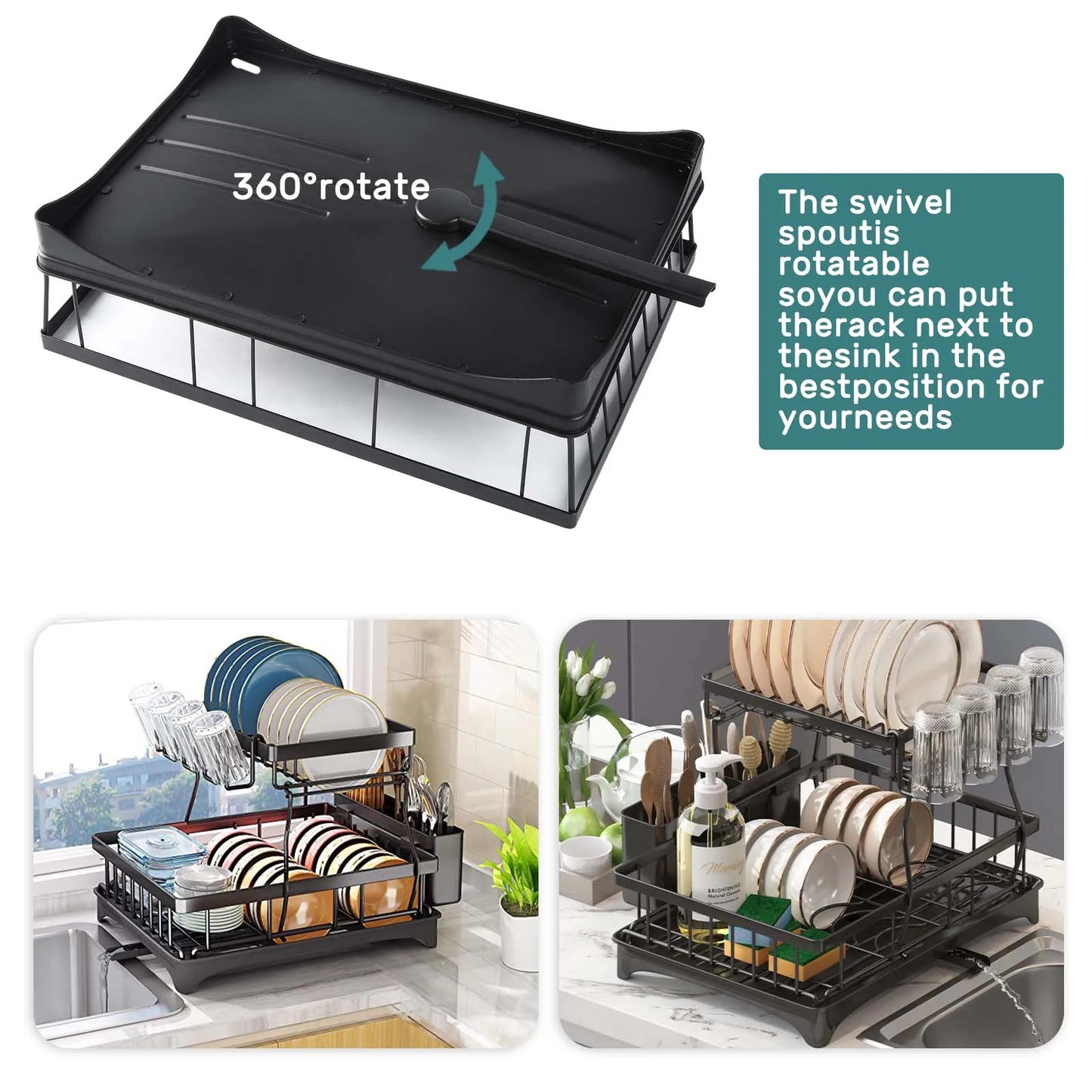 Large 2-Tier Dish Drying Rack for Kitchen Countertops - Ingrid Just Unique