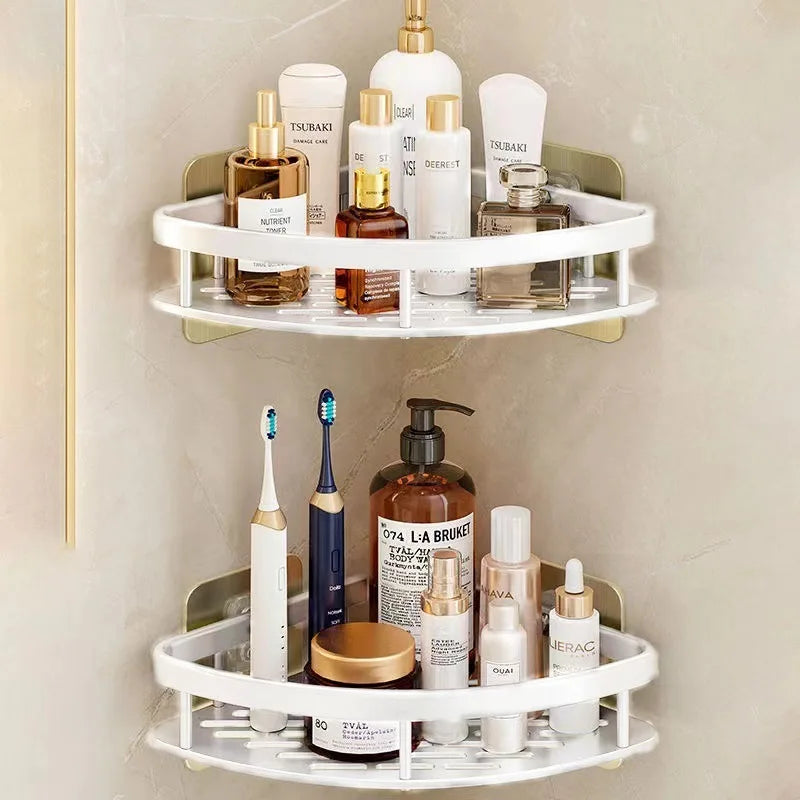 No-Drill Bathroom Storage Rack – Wall-Mounted Corner Shelf - Ingrid Just Unique